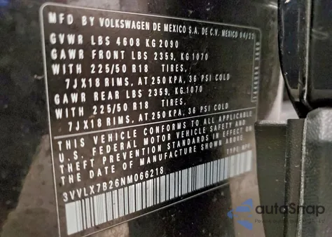 2022 Volkswagen Taos Se Iq Drive from USA, damaged, VIN 3VVLX7B26NM066218